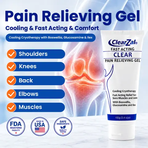 Clearzal  Soothing Cooling Gel 100g,  Relieving Body Gel, Cooling with Menthol and Frankincense, Cooling Massage Gel Cool and relax muscles, joints, waist, knees, shoulders and neck, and eliminate swelling