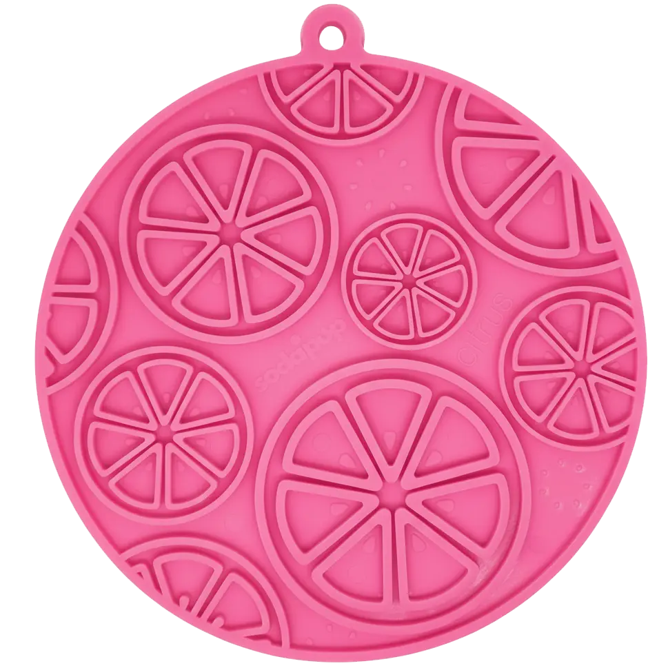 Citrus Design eMat Enrichment Lick Mat With Suction Cups - 8" Diameter, 0.375" Thick, FDA Compliant, Non-Toxic, Made in USA, Perfect for Dog Feeding & Stimulation - Feeder