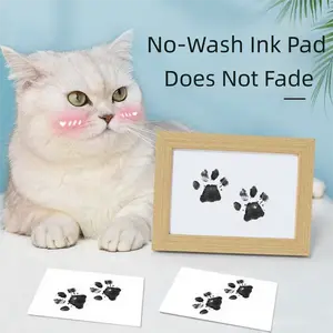 4-Pcs Paw Print Kit + 2 Photo Frames, Mess-Free Paw Print Ink Pad for Dogs & Cats,  Clean Touch Ink Pad, Dog Paw And Nose Print Kit, Keepsake Gift For Pet Dogs And Cats, Memorial Gift For Pets,Pet Paw Print Memory Keepsake imprint card