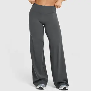 Women's Bare Feel High Waisted Relaxed Fit Casual Pants V Shaped Back Seam Comfort Fit Yoga Pants Comfortable Stretch Relaxed Pants Made with Soft Stretch Fabric Straight Leg with Slightly Flared Hem Vacation Outfit Bottom Basic Minimalist Casual Pants