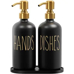 Kitchen Soap Dispenser Set, Contains Hand and Dish Soap Dispenser, Suitable for Black and  Kitchen Decor. (Black & )