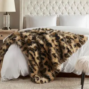 Faux  Throw Blanket, Luxury  Leopard Blankets for  Couch and Bed, Fuzzy Plush  Coat Color Throws for Decoration,  for Women, 60x80
