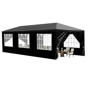 10x30 Canopy Tent with 8 Removable Sidewalls & Windows,Waterproof Black Party Tent for Weddings & Events,Heavy Duty Outdoor Shelter for Backyard, BBQ,Holds 50 People Black