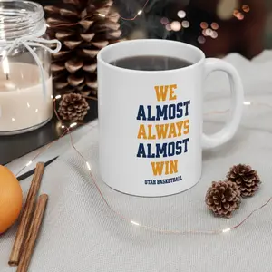 Utah Jazz | We Almost Always Almost Win | Basketball Mug | White Glossy Mug | Funny Gift Idea | Funny NBA Gift | Sport Themed Mug