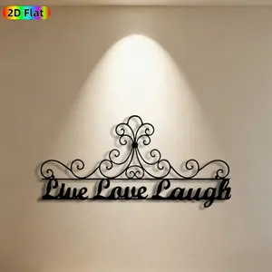 1pc Live Love Laugh Metal Wall Art, Elegant Scrollwork Statue Mural, Ideal Gift for Valentine's Day, Wedding, Rust-Resistant Metal Wall Decor Wall Sculptures, Perfect for Bedroom Wall & Garden Fence, Romantic Home Decor Enthusiasts