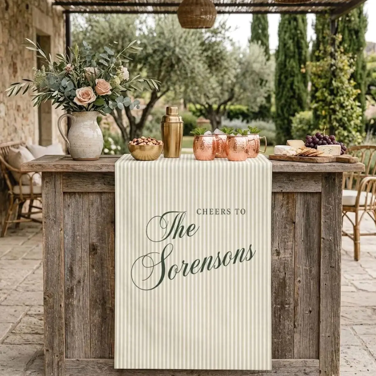 Personalized Linen striped bar & event Sign, Wedding, Birthday, Anniversary custom name bar wedding sign, Elegant Wedding Reception sign