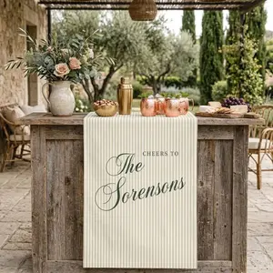 Personalized Linen striped bar & event Sign, Wedding, Birthday, Anniversary custom name bar wedding sign, Elegant Wedding Reception sign
