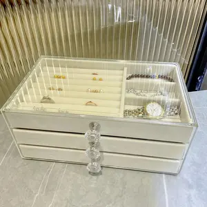 Multi-Layer Jewelry Armoire Organizer Jewelry Storage Box Home Jewelry Organizer Drawer Style Large Capacity Anti-Oxidation Earrings Rings Necklaces Bracelets Jewellery Case