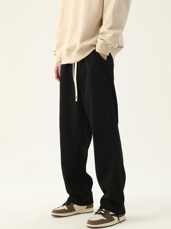 Men's Solid Color Drawstring Waist Sweatpants, Regular Fit Casual Comfy Plain Pants for Daily Wear, Men's Trousers for All Seasons