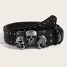 1pc New Cool Belts For Women High Quality Luxury Brand Punk Fashion Belt With Buckle Punk Goth Rivet Black Jeans Unisex Men Belt Paw Skull Buckle Waistband Man Punk Style Belt