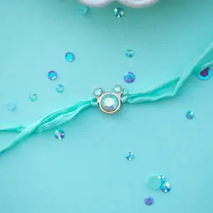 Mint AB Mouse shaped Silk Bracelet -choose Setting color, 8mm largest crystal