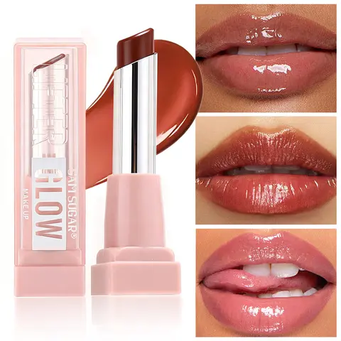 6-Color Glowy Oil-Infused Lip Balm Gloss - Lipstick Alternative Cosmetic, Hyaluronic Acid Hydrating Moisturizer, Sugar-Enriched Long-Lasting Radiant Lip Care, 24HR Wear, Smooth Buildable Shine, Daily Makeup for Students, All Skin Tones