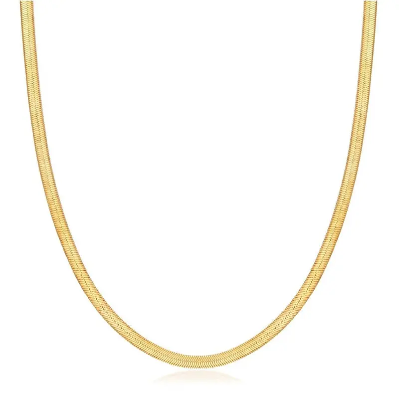 18K Gold Plated 4mm Herringbone Necklace
