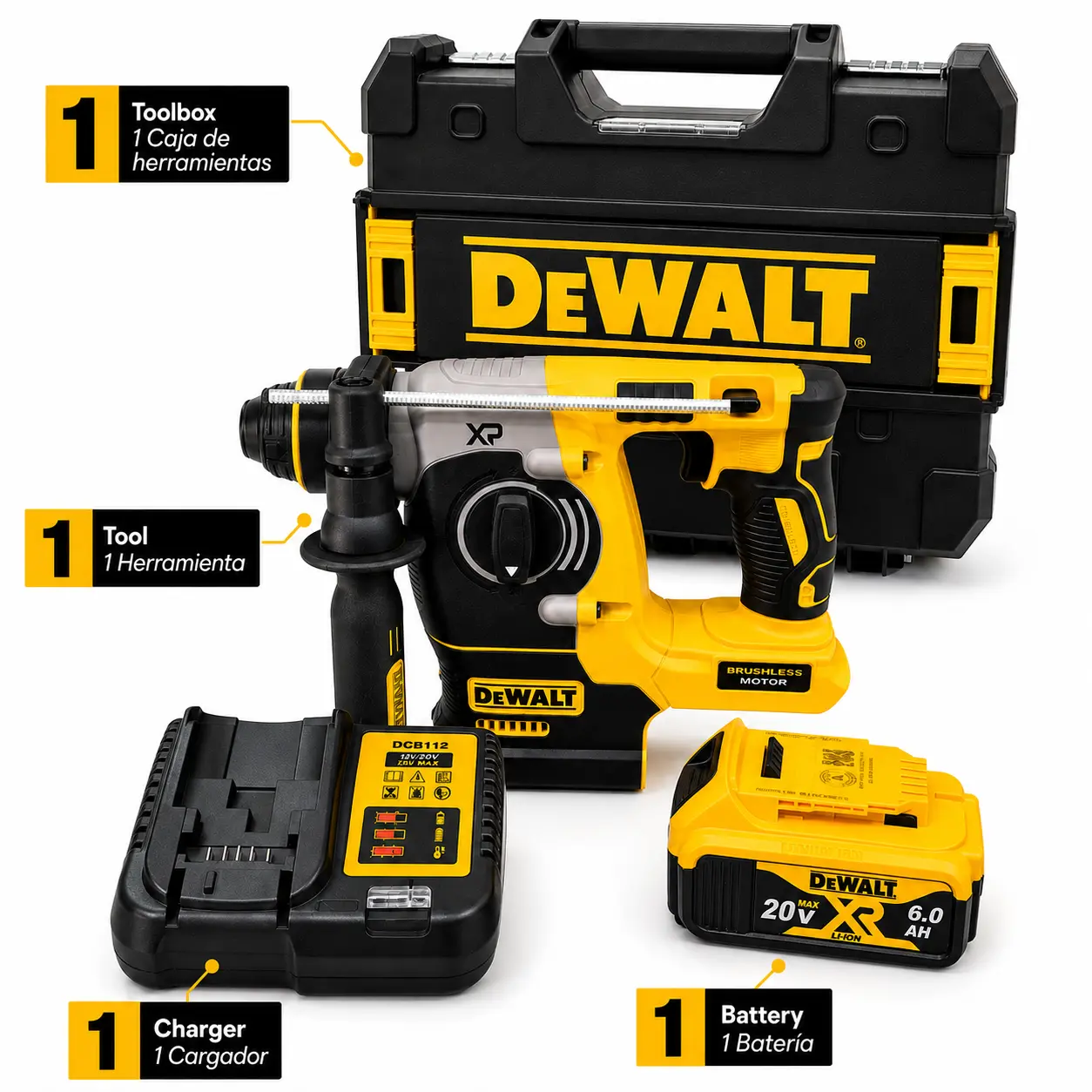 DEWALT DCH273 Cordless Brushless Rotary Hammer Kit With Battery & Charger