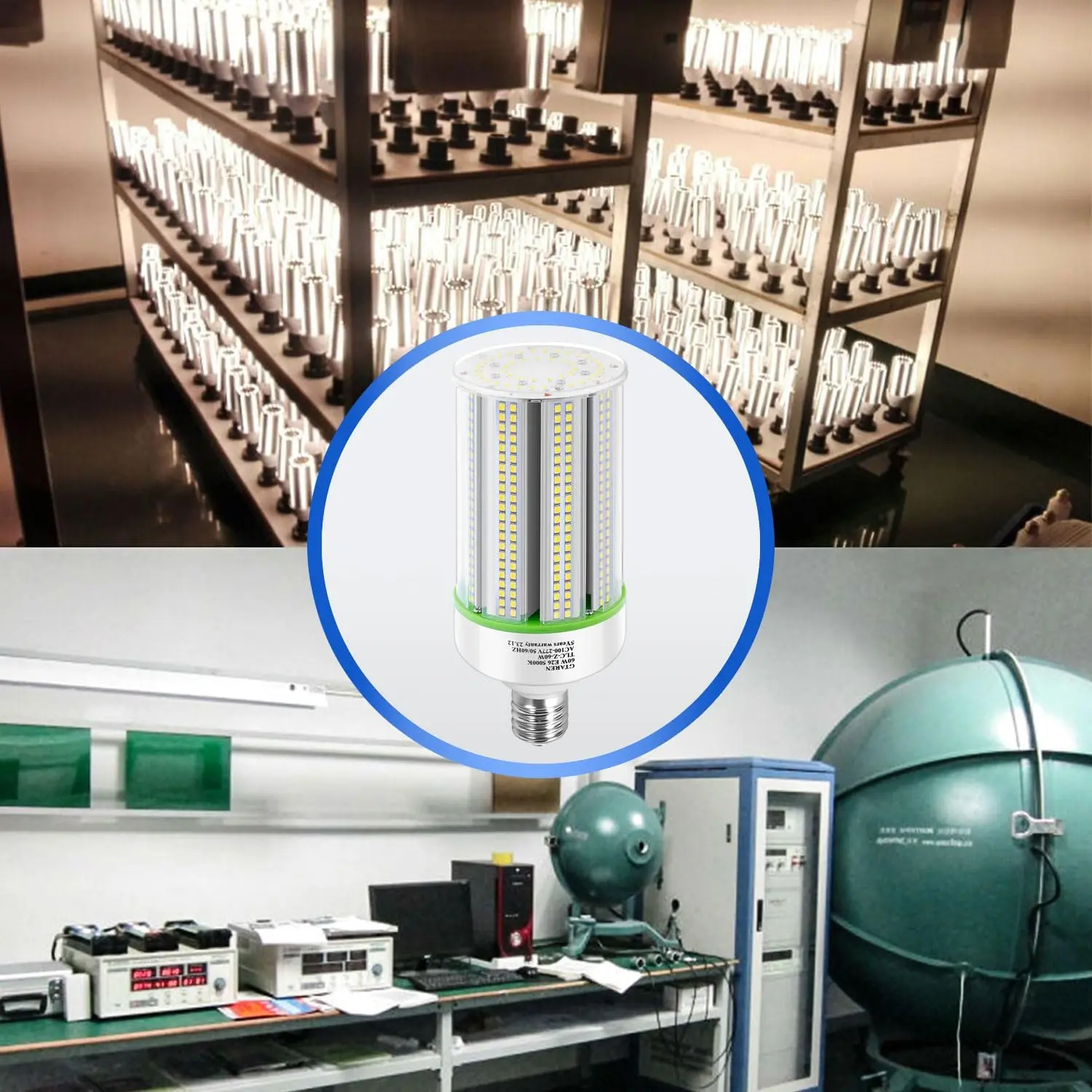 2-Pack 60W LED Corn Light Bulbs, E26/E39 Base Super Bright LEDs, 5000K, Easy Install LED Lights, Replacement for CFL Metal Halide HID HPS High Bay Fixtures (Street Area, Warehouse Use)