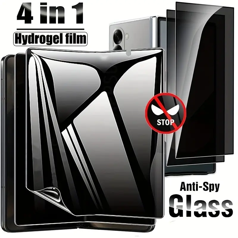 4-In-1 Privacy Protection Tempered Glass Film Screen Protector for Samsung Galaxy Z Fold 7/6/5 Cellphone, Soft Tpu Material, Enhanced Security & Durability, Smartphone, Protective, Installation, Accessories