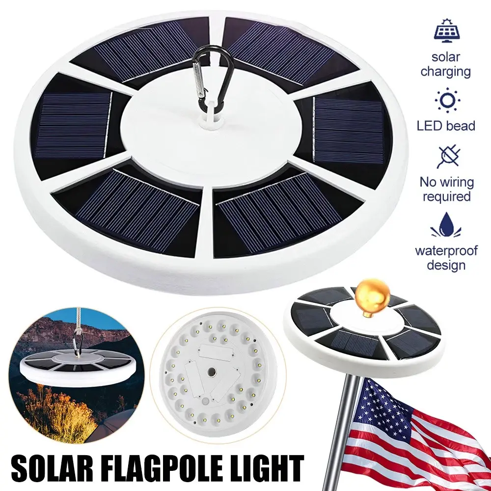 Solar Flag Pole Light for 15 to 25 Ft In-Ground Flag Pole,Super Bright Flag Pole Solar Light from Dusk to Dawn for 12+ Hours, Auto On/Off (26 LED)