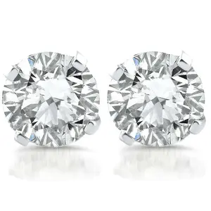 1ct Diamond Studs 14k White Gold Clarity Enhanced