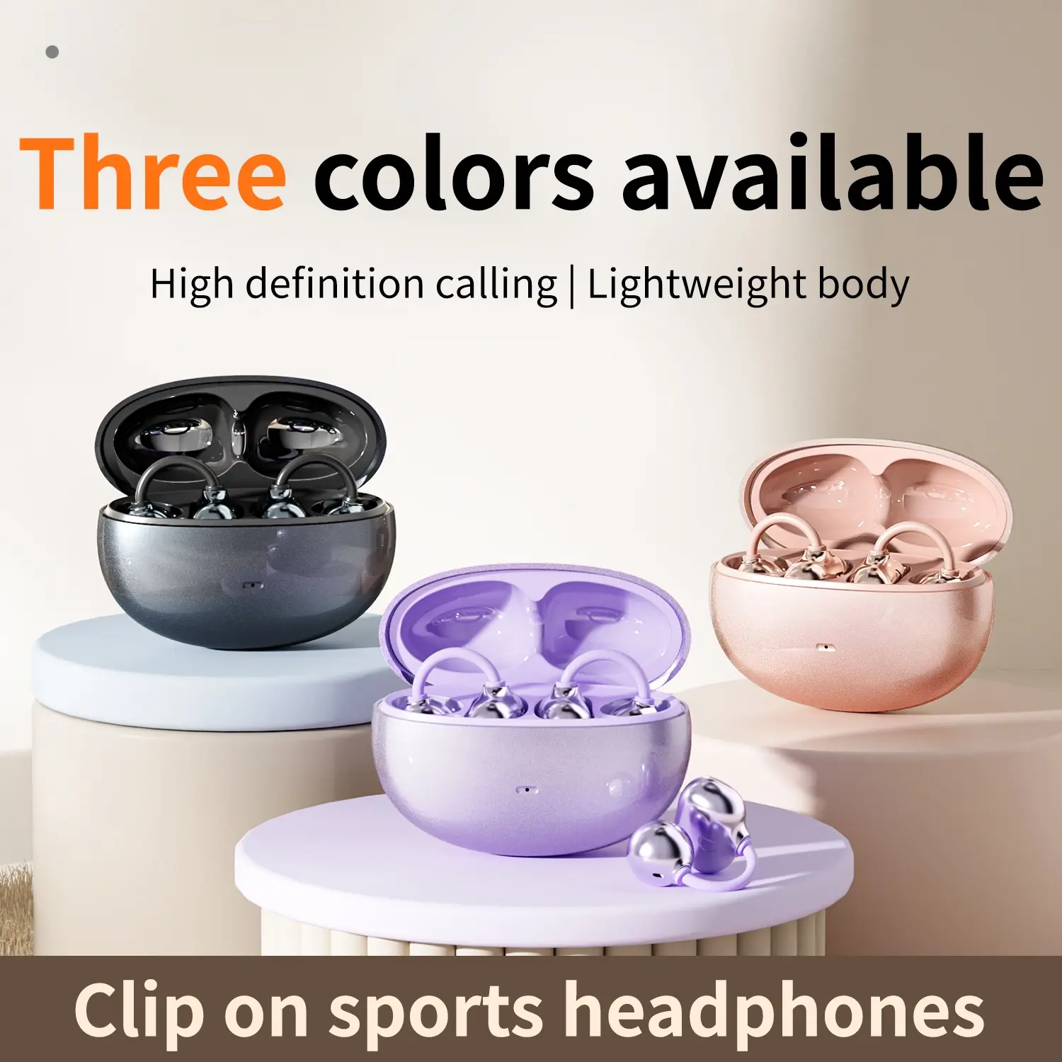 Upgraded Clip-On Earbuds, Open Ear Earbuds Comfortable Secure Fit | Crystal-Clear Sound, 40H Playtime, Wireless Headphones Bluetooth 6.0 for Women, Glasses & Small Ears, Sports, IP4, Rose Gold