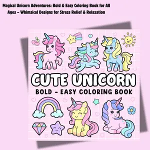 Magical Unicorn Adventures: Bold & Easy Coloring Book for All Ages – Whimsical Designs for Stress Relief & Relaxation