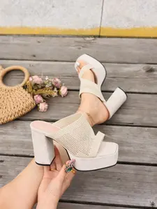 Velvet Cross Strap Waterproof Platform Heels, Soft Sole Non-Irritating, Professional Commute/banquet Elegant High Heels