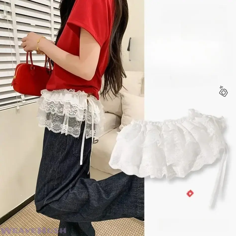 2026 New White Ballet Lace Layered Skirt, Cute Adjustable Strap Tutu Skirt Overlay, Versatile Sheer Fart Skirt Design, Perfect to Pair with Jeans & Hip Skirts, Elegant Sweet Fashion Style for Women Girls, Ideal for Daily Casual Streetwear & Party Outfits
