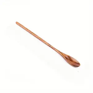1pc Exquisite Handmade Wooden Stirring Spoon Western Style Long Bing Spoon with Honey Coffee Stirring Spoon Kitchenware