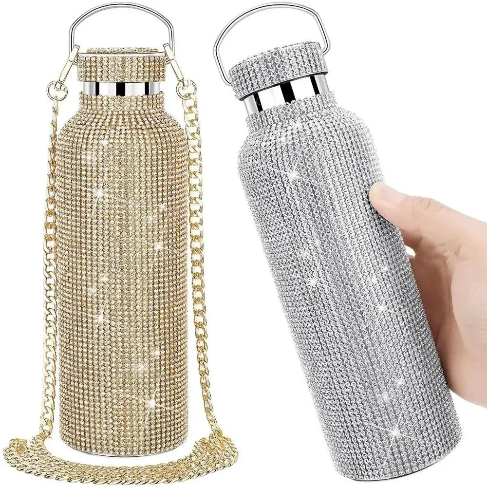 Thermal Rhinestone Water Bottle Stainless Steel Refillable Glitter Tumbler
