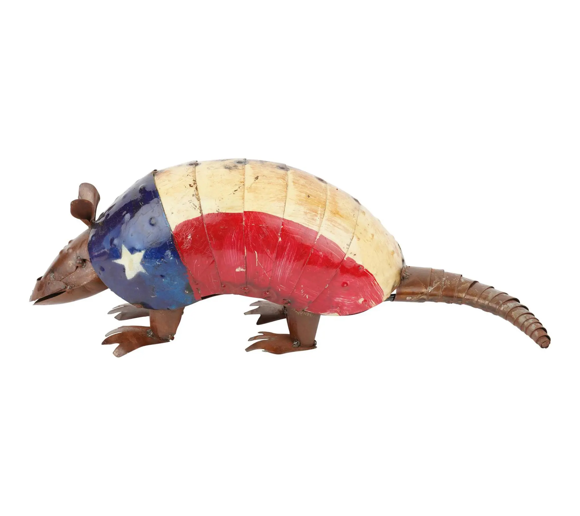 HomeRoots 16" Red White Blue Metal Armadillo Sculpture