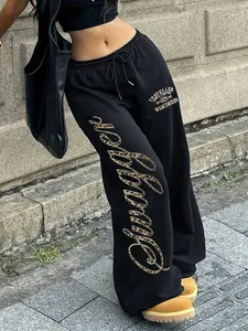 "Swagger" Leopard Print Fitted Wide Leg Sweatpants - Y2K Streetwear Baggy Graphic Trousers