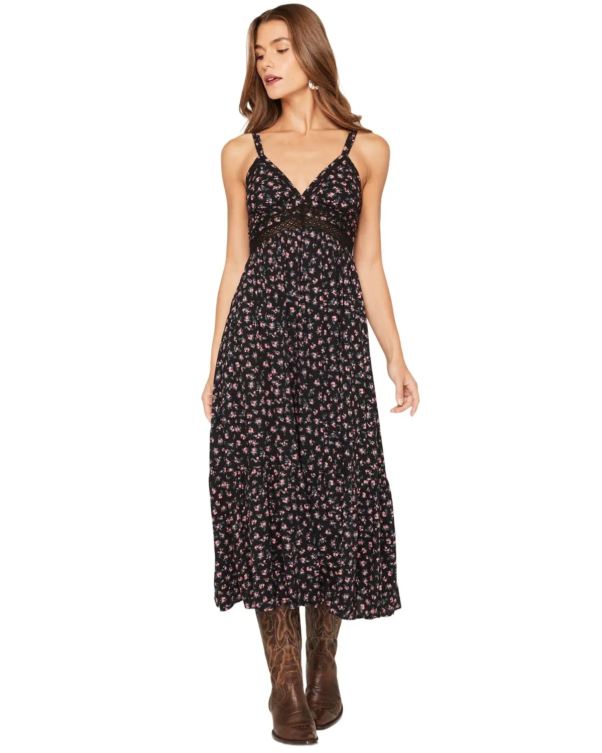 Angie Women's Women'S Floral Print Sleeveless Midi Dress - C4a54-Wa92