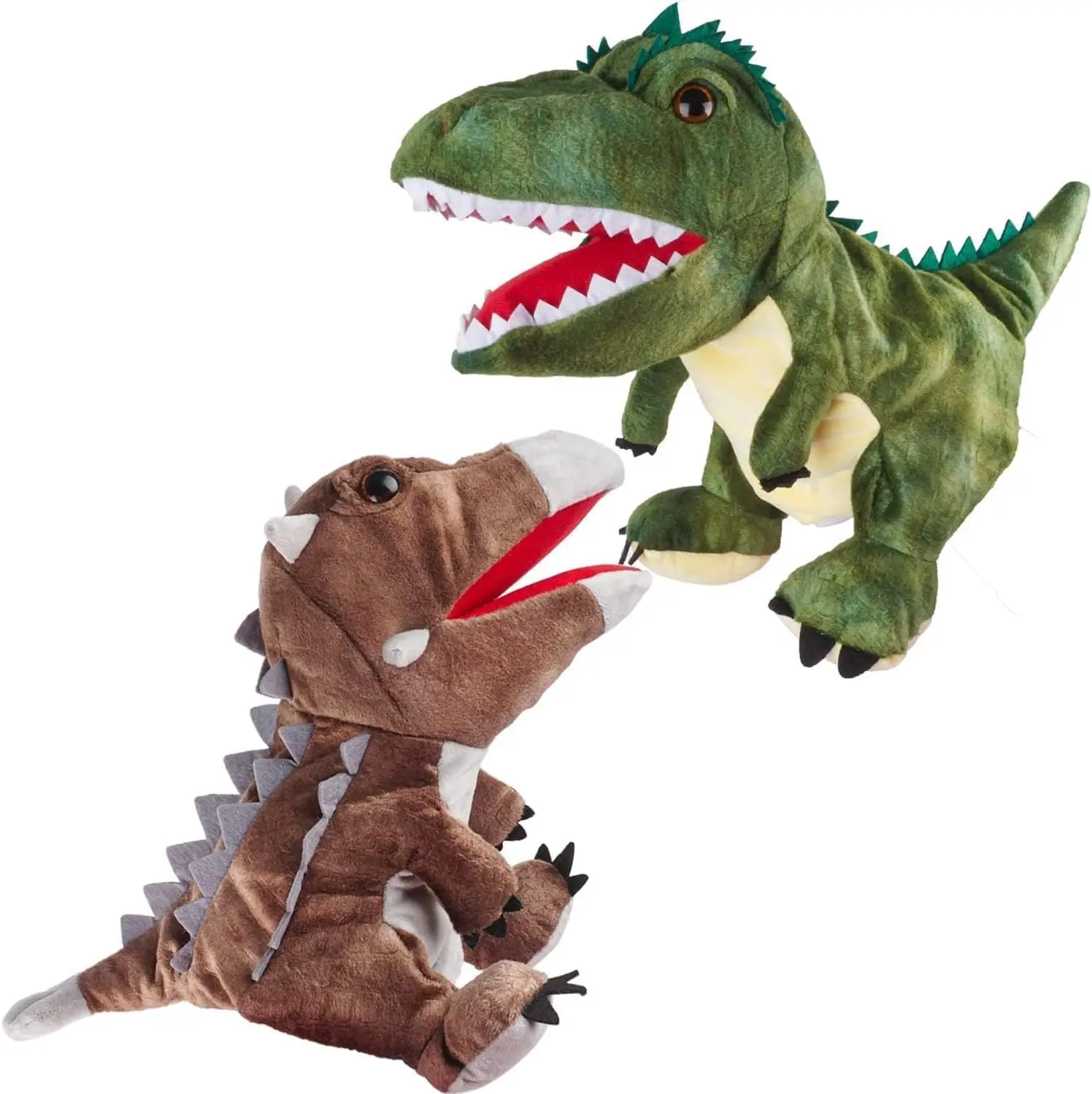 Plush Green T-Rex Hand Puppet Dinosaur Stuffed Animal Toy Role Play