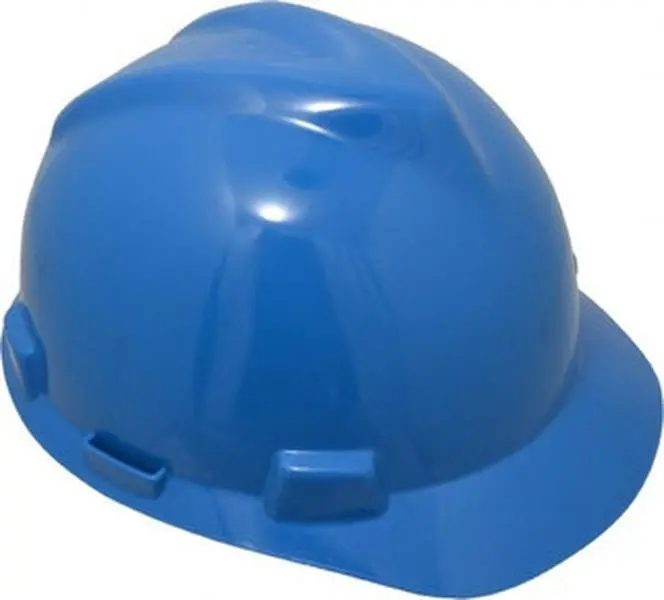 MSA Safety ANSI Type I Class E Construction Protective Equipment 4-Point Ratchet Hard Hat, Polyethylene, Slotted, Blue, Size 6-1/2 to 8, Model 475359