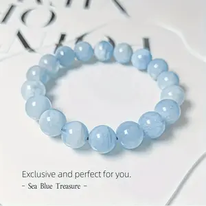 Elegant Aquamarine Quartz Bracelet - Natural Sea Blue Gemstone Beaded Bracelet for Women, Perfect for Daily Wear or Gifting, All-Season Jewelry, Jewelry Bracelet