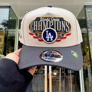 Los Angeles Dodgers World Series Champions 9FORTY Snapback Cap Cream Black Adjustable New Era LA Hat MLB