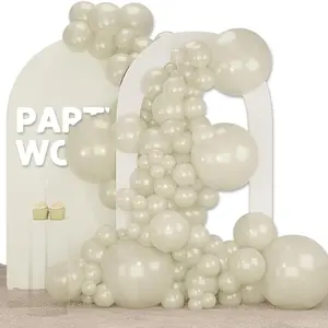 PartyWoo Pearl Beige Balloons 140pcs Different Sizes Pack of 18 12 10 5 Inch Off White Sand Cream Ivory Balloon Arch Kit Garland for Wedding Bridal Baby Shower Birthday Party Decorations White-Z41