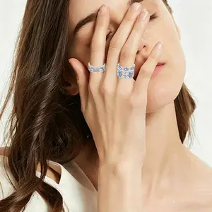 Evil Eye Protection Rings Set 925 Sterling Silver, Blue CZ Enamel Hamsa Sun Moon Star, For Women Stackable Spiritual Jewelry Birthday Protection Gift