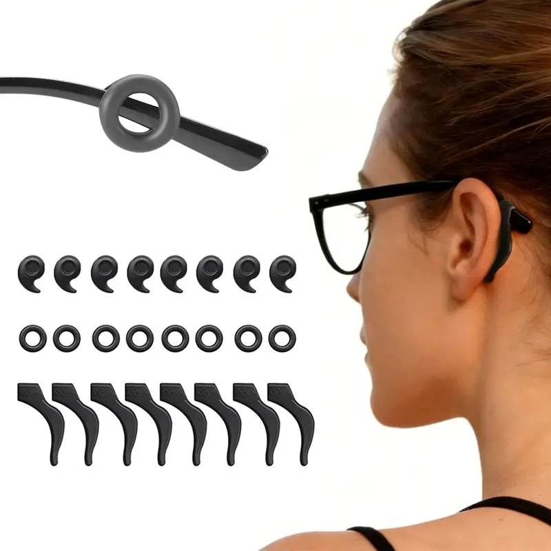 Unisex Fashion Plain Eyewear Silicone Ear Grippers - Soft Silicone Temple Hooks, Anti-Slip Universal-Fit Retainers for Secure Ears Hold Everyday Use