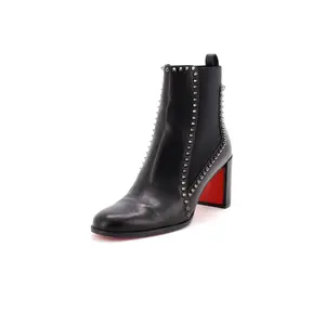 Pre-owned Christian Louboutin Women's Out Line Spike Chelsea Boots Leather 70 by Rebag