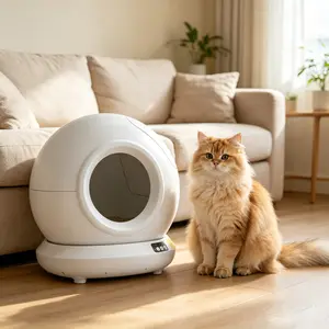 Self-Cleaning Smart Cat Litter Box, Auto Waste Storage & Sealing, No Manual Scoop, Double Deodorizer Remove Litter Odors, Radar Anti-Pinch Safe For All Cats, APP Monitor Cat Health, Quiet Bedroom Use, Large Waste Bin, Detachable For Easy Cleaning