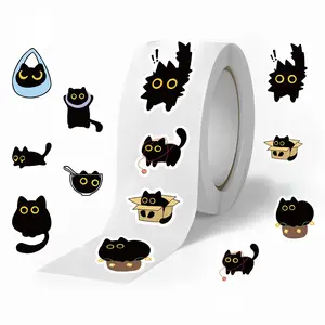 500 Sheets Cartoon Cat Roll Stickers Series Sealing Stickers for Cups Laptops Travel Bags Notebooks DIY Decorative Stickers Birthday Gift Adhesive Stickers