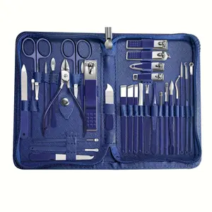 Nail Care Pedicure Set Stainless Steel Full Nail Trimming Tools Blue Storage Bag Portable Travel Case Sharp Home Salon Universal