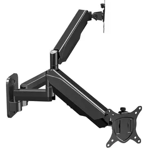 Dual Monitor Wall Mount for 13 to 32 Inch Computer Screens, Gas Spring Arm for 2 Monitors, Each Holds Up to 17.6lbs, Full Motion Wall Monitor Mount with VESA 75x75/100x100