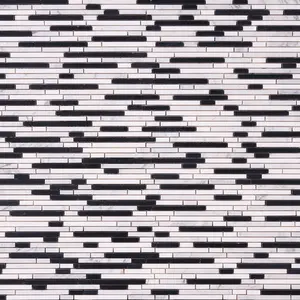 Thassos White + Carrara + Black 12x 12 Polished/Honed Marble Random Strips Tile Sample