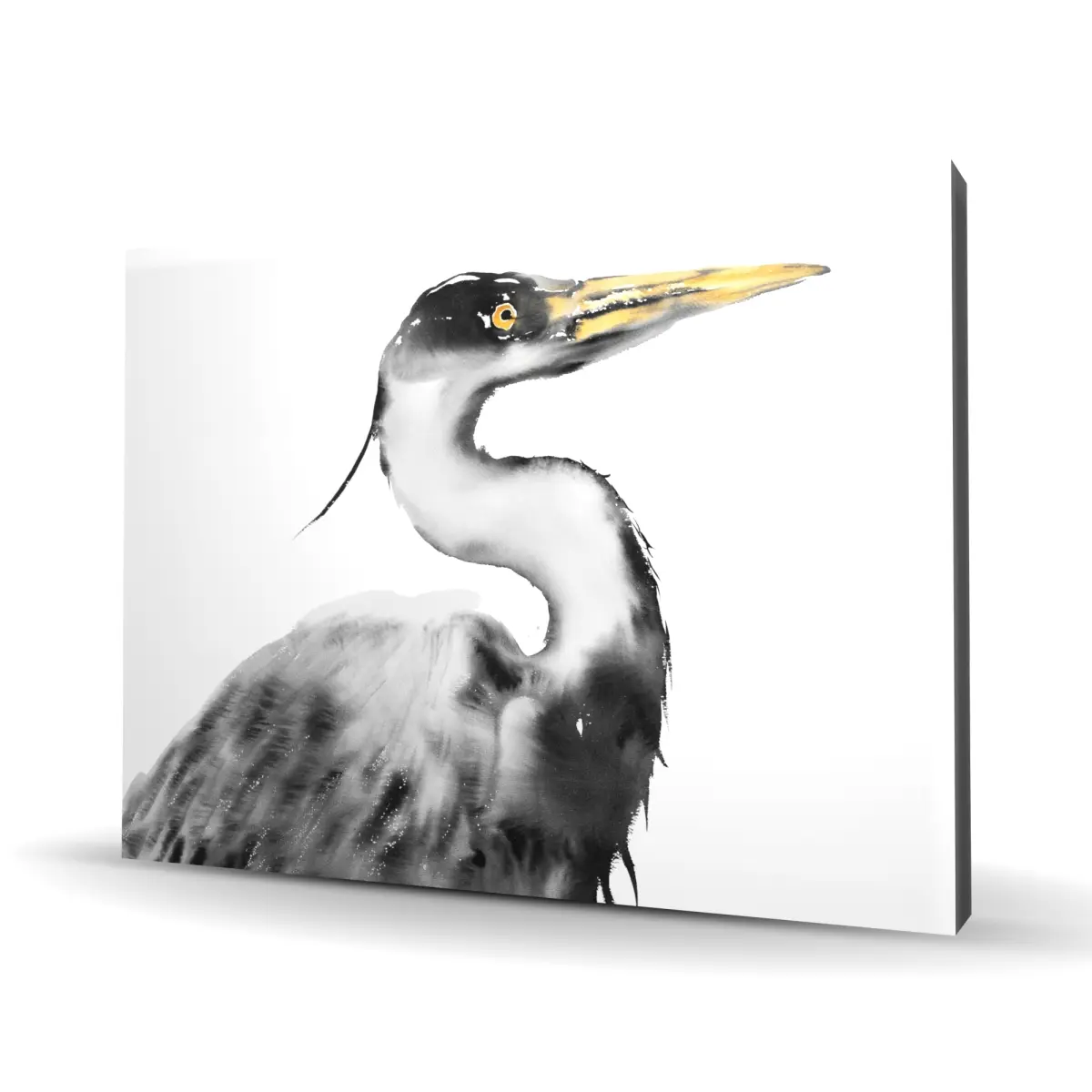 360 Stand High Def Great Heron Bird Image Canvas Art - 36x48 in. Animal Art Wall Print, Nature Home Decor, Living Room Accent, Ideal Home Supplies Gift, Artwork, Decoration, Hanging Wall Art