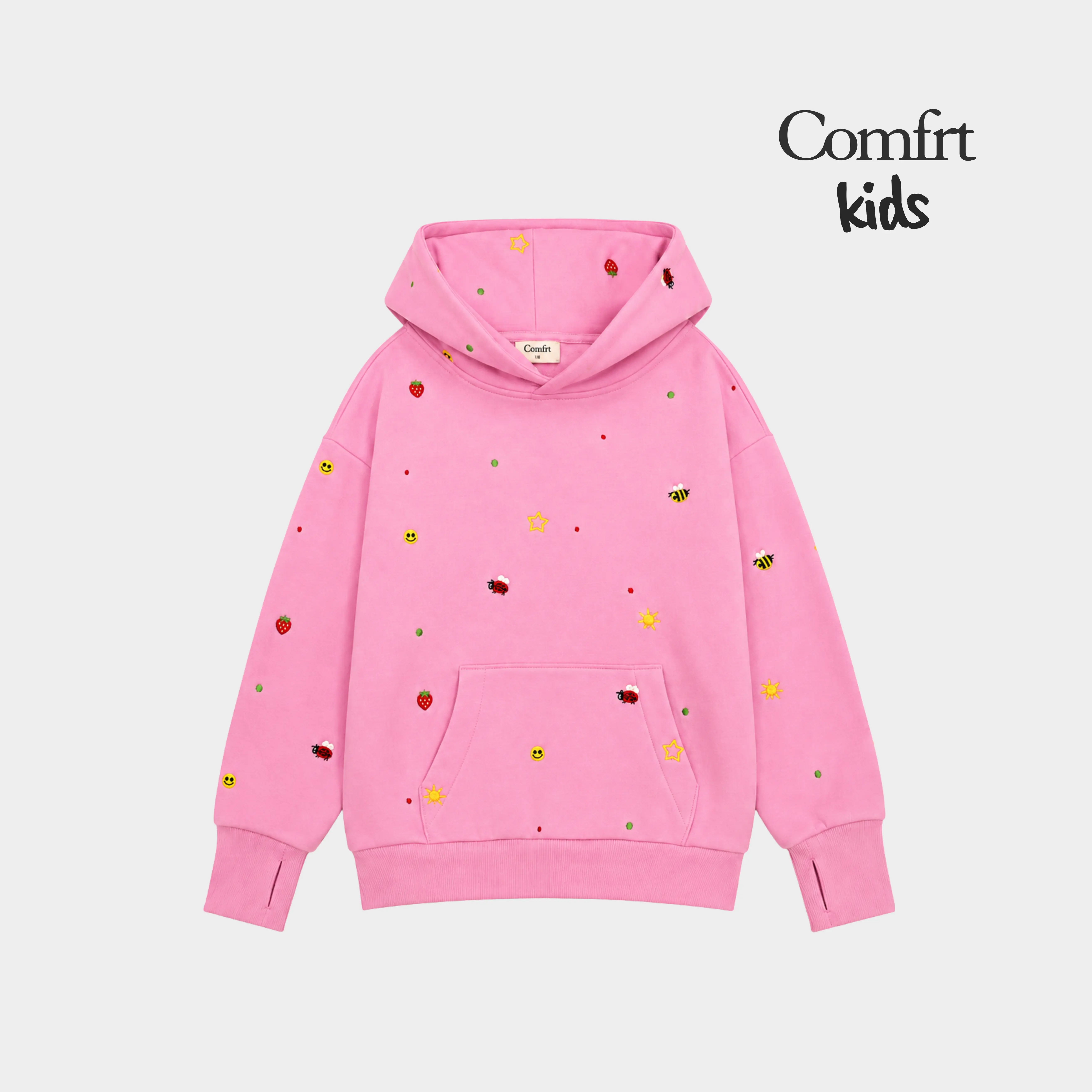 Comfrt | Kids Allover Embroidered Hoodie | Cute Patch Girls Hoodie Comfrt | Kids Allover Embroidered Hoodie | Cute Patch Girls Hoodie