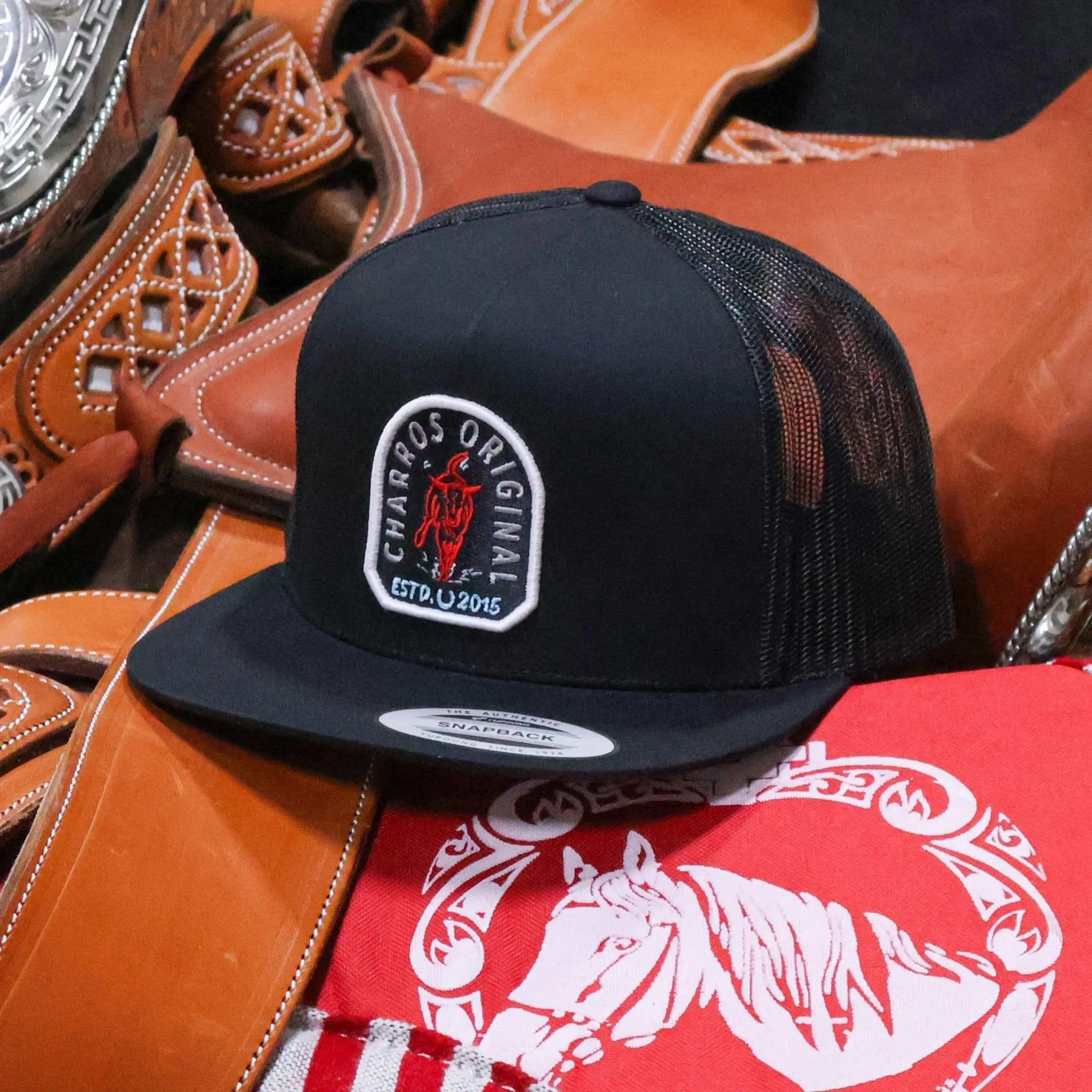 Classic Black Charros Original Trucker Cap