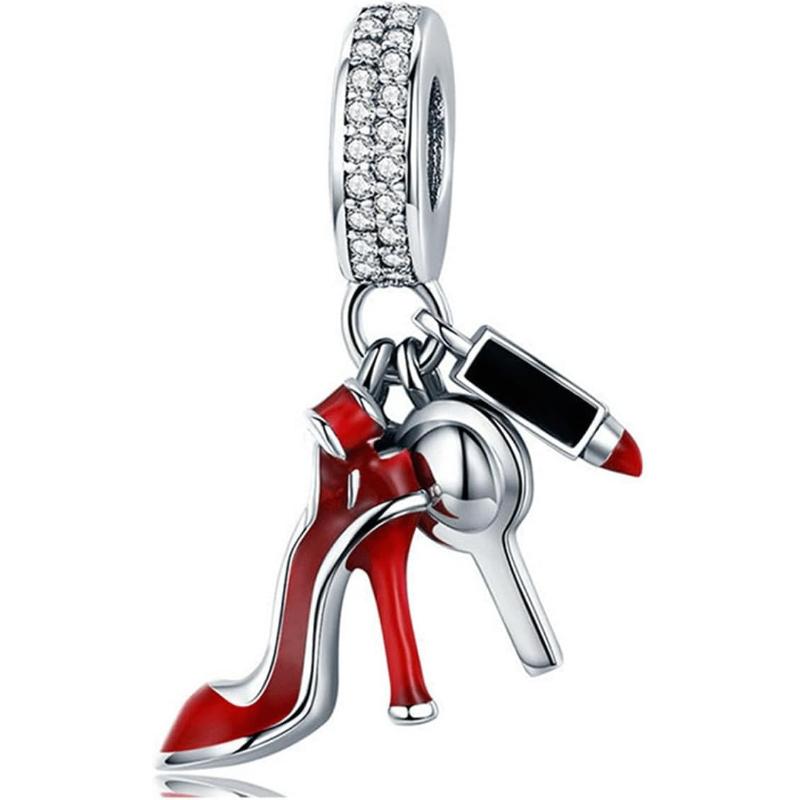 10-Pack Silver Charm Set for Bracelets, CZ Pendant Charms for Women, Tarnish Resistant Jewelry Gift Collection