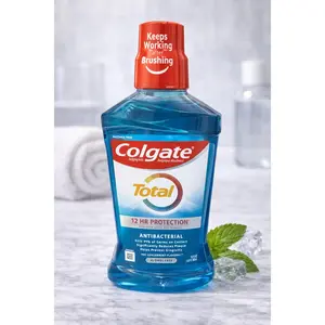 Colgate Total Antibacterial Mouthwash 12-Hour Protection Peppermint 16.9FL OZ Alcohol-Free Formula for Plaque Reduction & Gum Health - Oral