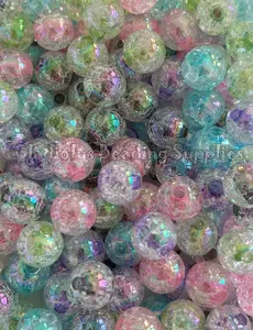 16mm Clear Ab Beads, Cracked AB Beads, Mixed Colors, Acrylic Beads, Loose beads, Chunky Beads, Round Beads, Gumball Beads, Crafting Supplies big beads